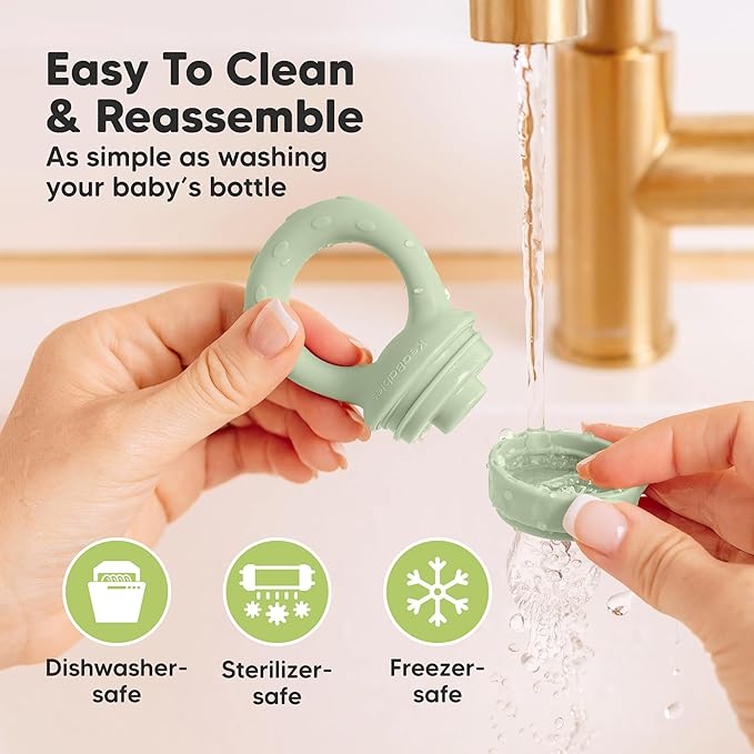 KeaBabies Baby Fruit Feeder 2pk - Silicone Baby Food Feeder for Babies 6-12 Months, Breast Milk Popsicle for Teething, Weaning, Freeze Frozen Solid Food, BPA-Free Infant Feeding Essential (Mellow)