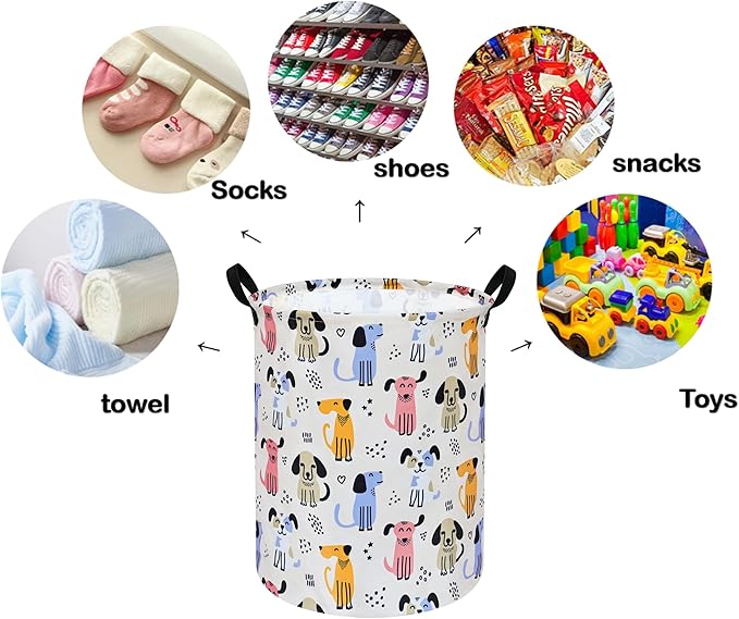 Round Laundry Hamper Storage Basket Laundry Organizer Hamper Storage Bins Clothes and Toys Box Nursery Hamper Gift Basket For Kids with Handles