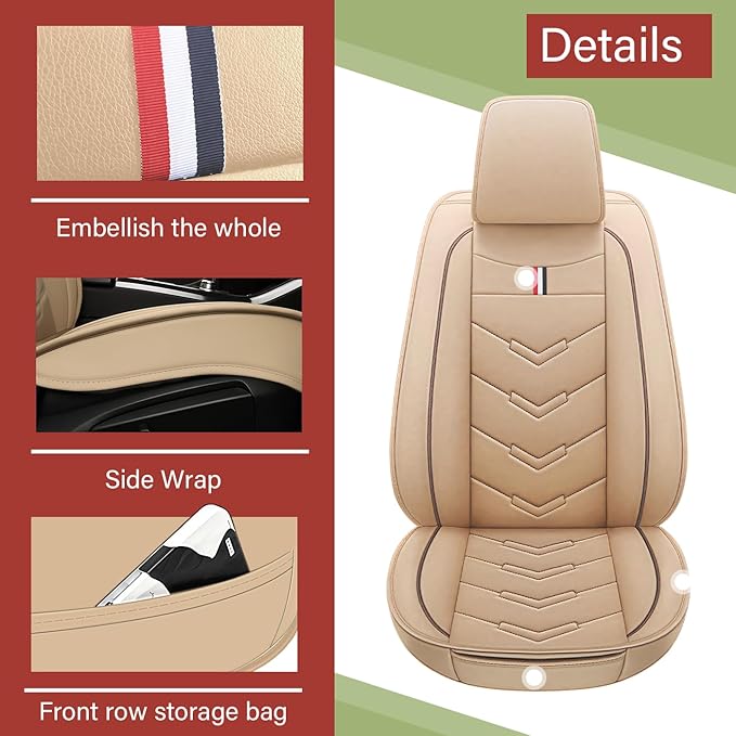 Leather Car Seat Covers Fit for LR Range Rover Sport 2023-2025, 5 Seater Waterproof and Wear-Resistant Seat Cover Interior Accessories(Full Set,Beige)