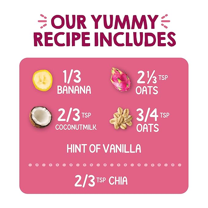 Happy Tot Organics Stage 4 Baby Food Pouches, Gluten Free, Vegan & Dairy Free Snack, Super Morning Fruit & Oat Blend, Bananas, Dragon Fruit, Coconutmilk, Oats & Chia, 4 Oz (Pack of 16)