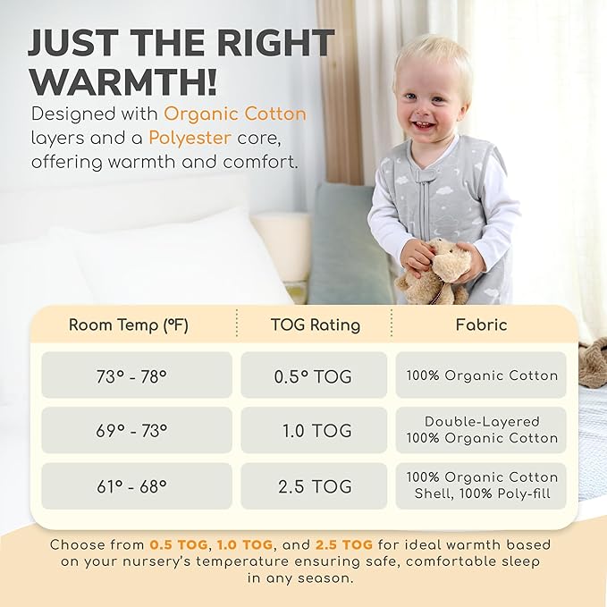 Mama Cheetah Toddler Sleep Sack with Feet, 6-18 Month, 2.5 TOG Organic Cotton Baby Sleeping Bag with Legs, Baby Wearable Blankets for Walkers w/ 2-Way Zipper, Baby Sleep Sack for Girls & Boys, Small