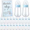 Roowest Bottle Chug Baby Shower Game Favors Including Blue Elephant Theme Wooden Sign and 18 Pcs Baby Bottles for Gender Reveal Party Supplies