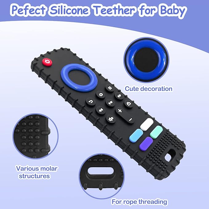 Baby Teething Toys - Silicone Remote Control Shape, Soft Safe Chew Toy for Babies 18+ Months