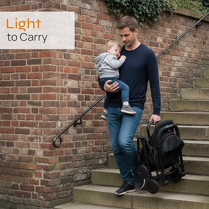 Jovial Lightweight Travel Baby Stroller with One-Hand Easy Fold, Compact Portable Baby Stroller for Everyday Use and Family Travel, with Canopy, Basket, and Included Storage Bag