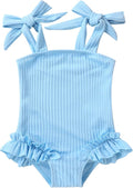 Happy Town Toddler Swimsuit Girl Solid Color Stripe One-Piece Baby Bathing Suits
