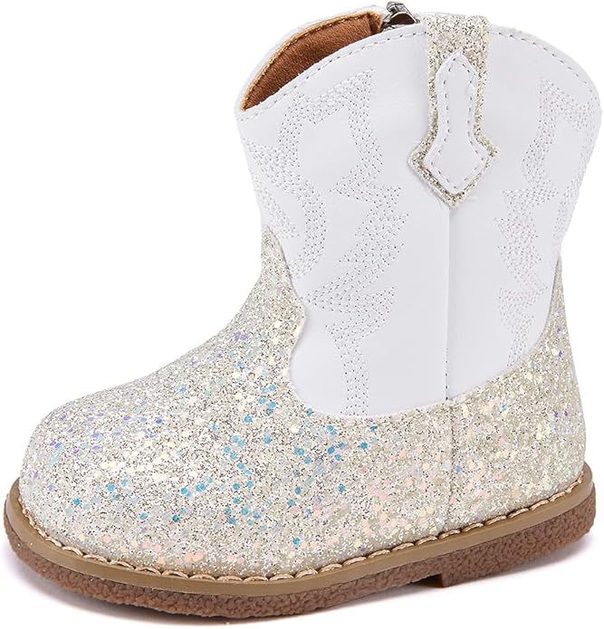 BMCiTYBM Baby Cowboy Cowgirl Boots Infant Western Shoes Boys Girls Round Toe Boots All Seasons 6-24 Months