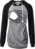 GINKANA Women's Nursing Hoodie Sweatshirt Long Sleeves Breastfeeding Maternity Tops Casual Clothes