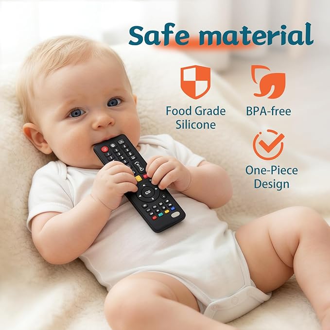 Baby Teething Toys, Food Grade Silicone Teether Toys,Chew Toys for Babies 3-24 Months, Upgraded TV Remote Control Shape Teething Relief for Infants