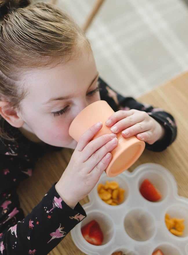 otterlove Silicone Baby & Toddler Training Cup - Pediatric OT Approved - 100% Platinum Pure LFGB Silicone - Unbreakable - Plastic Free - Tiny Cup Perfect for Baby Led Weaning (Clementine)