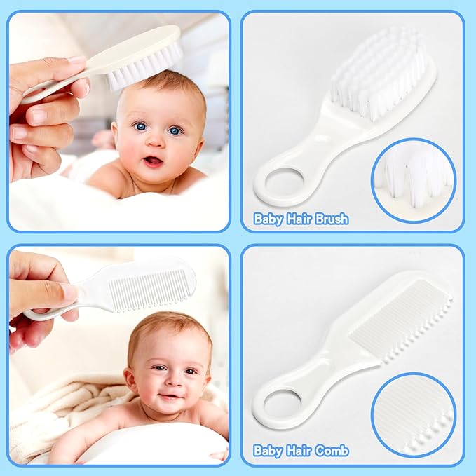Baby Healthcare and Grooming Kit, Baby Safety Care Set, Baby Electric Nail Trimmer Set Newborn Nursery Health Care Set for Newborn Infant Toddlers Baby Boys Girls Kids (Grey White-18 Kits)