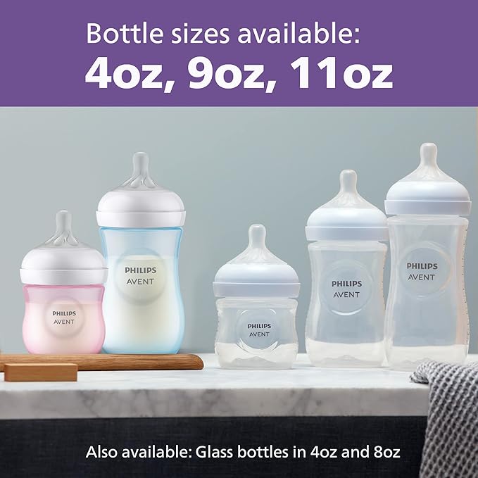Philips AVENT Natural Baby Bottle with Natural Response Nipple, Newborn Baby Gift Set, SCD838/02 (Pack of 2)