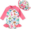 Aalizzwell Baby Girls Long Sleeve One Piece Swimsuit with Hat