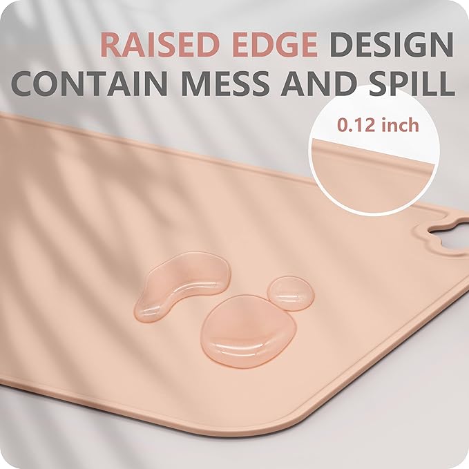 Cutebe Silicone Placemat for Toddles Kids Non-Slip Reusable Portable Kids Placemats for Dinning Table Heat Resistant Placemats, Baby Placemat Stain Resistant Silicone Mat for Dining Table 3 Pack