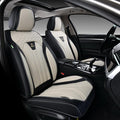 Seat Covers for Cars, Waterproof Seat Covers, Leather Car Seat Covers 2 Pack, Universal Seat Cushion Protector for Most Cars Trucks SUV-Black&Beige