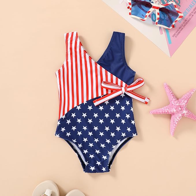 Happy Town Toddler Swimsuit Girl One Piece Bathing Suit Color Block Swimwear Baby Summer Beach Wear
