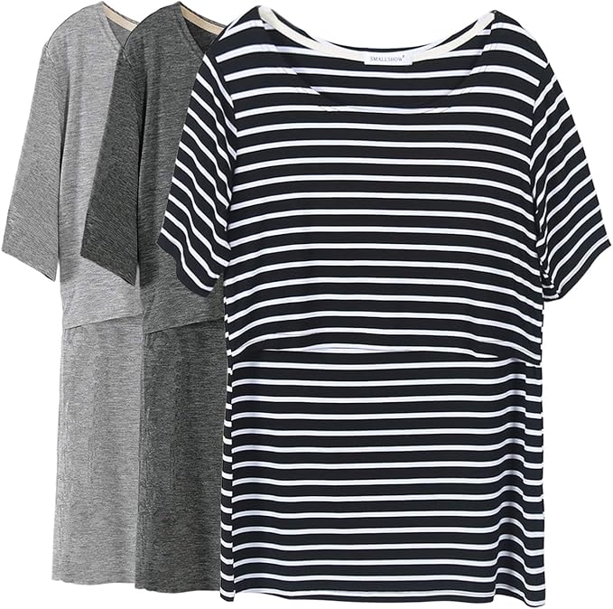 Smallshow Women's Maternity Nursing Tops Short Sleeve Breastfeeding Clothes