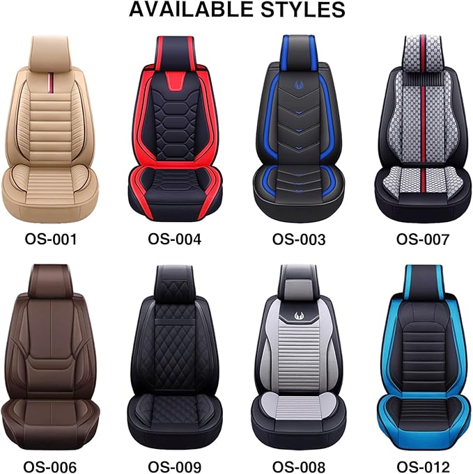 OASIS AUTO Car Seat Covers Premium Waterproof Faux Leather Cushion Universal Accessories Fit SUV Truck Sedan Automotive Vehicle Auto Interior Protector Full Set (OS-001 Black)