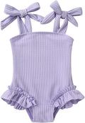 Happy Town Toddler Swimsuit Girl Solid Color Stripe One-Piece Baby Bathing Suits