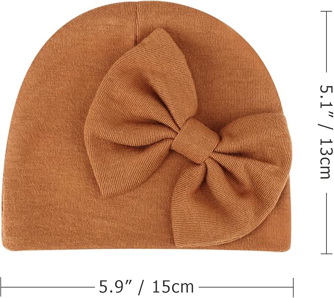 BQUBO Newborn Baby Girls Hats Mittens Set Hospital Hat Beanie Infant Bow Hats Baby Cotton Gloves for 0-6 Months