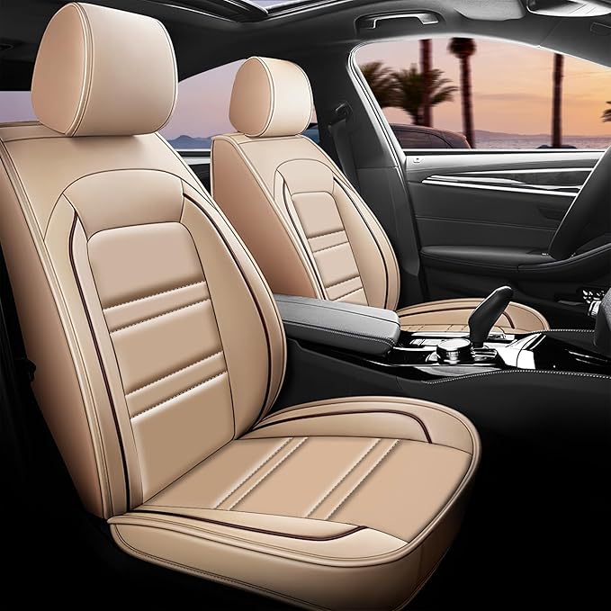 Car Seat Cover for Lexus Car gx460 2010-2023 | 5-Seats Leather Seat Covers, Easy to Install Automotive Seat Covers Full Set (Full Set, Beige)