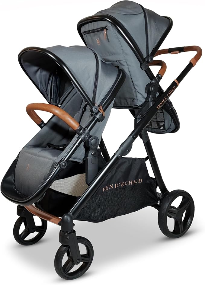 Venice Child Midnight Ventura Single to Double Sit-and-Stand Stroller & 2nd Toddler Seat (Package # 3)