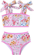 YOUNGER TREE Toddler Girls Two Pieces Swimsuit Color Block Stripe Swimwear Summer Beach Bathing Suit 18M-5T