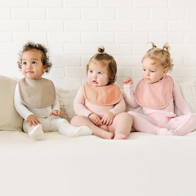 Konssy 6-Pack Muslin Baby Bibs for Boys & Girls, Soft Cotton Absorbent Bandana Drool Bibs for Drooling & Teething