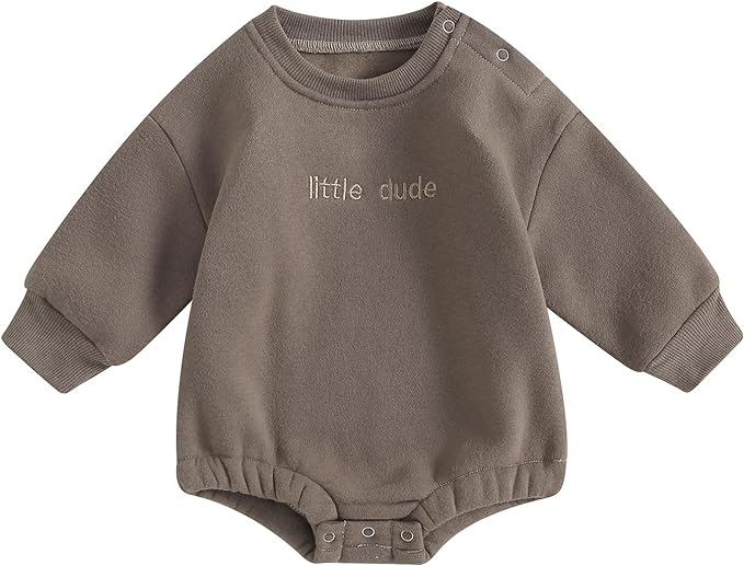 VISGOGO Newborn Infant Baby Boy Girls Oversized Romper Little Dude Sweater Onesie Coming Home Outfit Neutral Clothes