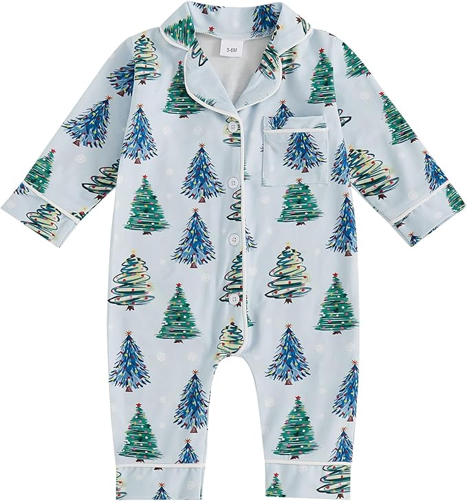 Balaflyie Baby Girl Button Down Pajamas Romper One-Piece Jumpsuit Long Sleeve Sleeper Infant Sleepwear