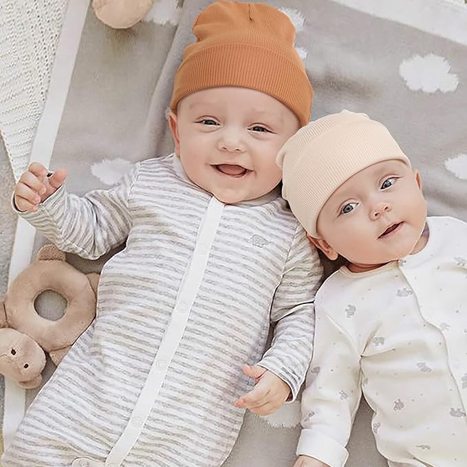 DRESHOW BQUBO 6 Pack Baby Newborn Hats Set for Unisex Infant Newborn Toddler Soft Beanie Hat for Boys Girls 0-24 Months