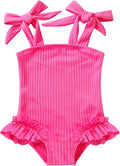Happy Town Toddler Swimsuit Girl Solid Color Stripe One-Piece Baby Bathing Suits