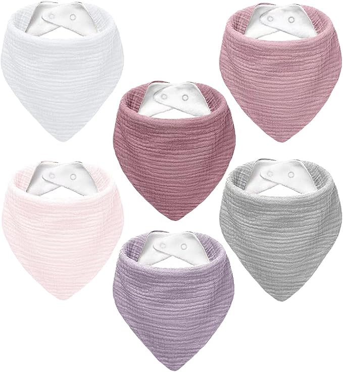 Muslin Baby Bibs,Soft Triangular Baby Bandana Drool Bibs for Baby Boy Girl,Solid Colors Bib for Drooling Teething