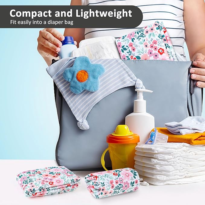 Baby Diaper Changing Pad, 21 5/8" x 31.5" Waterproof Changing Pad Liners - Reusable Soft and Absorbent Portable Changing Mat(Flower1PCS)