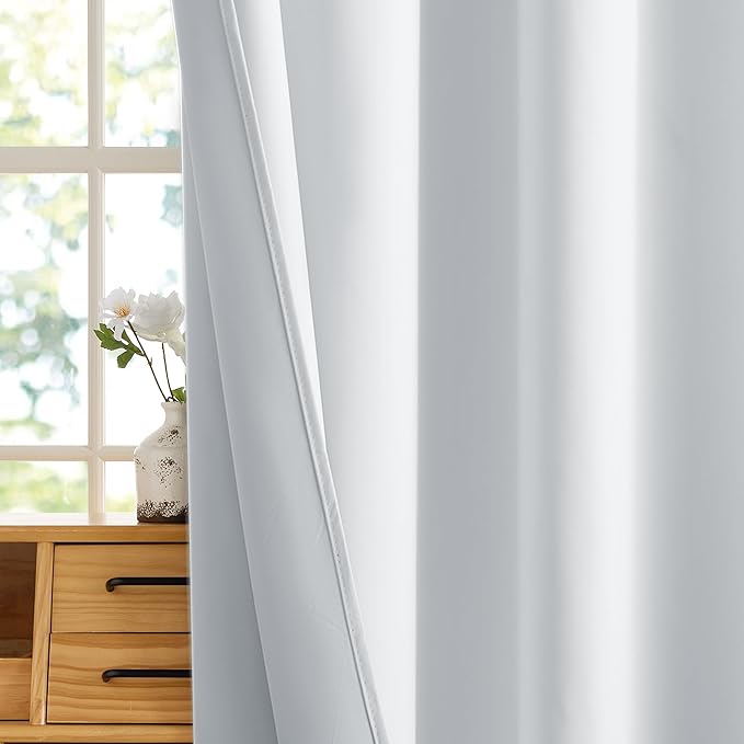 RYB HOME White 100% Blackout Curtains, Short Thermal Insulated Heat & UV Blocking Total Room Darkening Privacy Drapes for Small Window, Width 34 by Length 45, White, 2 Panels