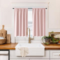 RYB HOME 100% Blackout Short Curtains for Small Window, Thermal Insulated Total Room Darkening Noise Reducing Curtains for Kitchen Bathroom Basement, 34 inches Wide by 48 inches Long, Baby Pink