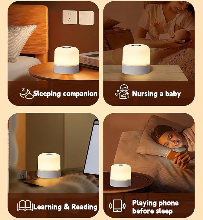 Baby Night Light 3 Colors Egg Light for Nursery Rechargeable Nursery Night Light Small Cordless Table&Bedside Lamp Eye Caring Dimmable LED Touch Night Lamp for Kids, Toddler, Nursing