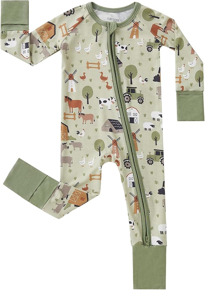 pureborn Baby Infant Boys Girls Sleeper Snug Fit Viscose from Bamboo Pajamas 0-24 Months
