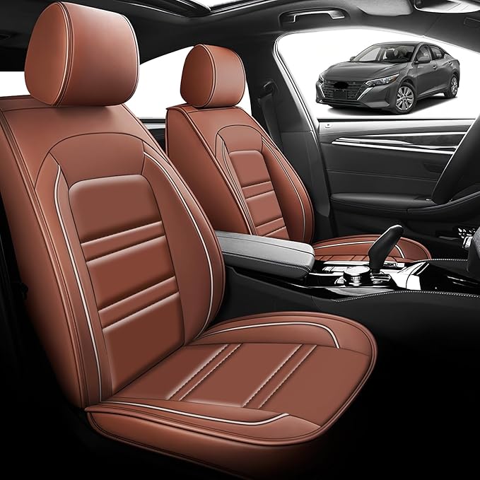 Seat Cover for Nissan Car sentra 2000-2025 | Car Seat Covers Front Seats, Waterproof Seat Protectors, Automotive Front Seat Covers (Front Seat, Coffee)