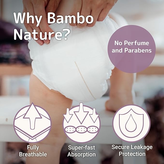 Bambo Nature Hypoallergenic Baby Diapers, Eco-Labelled Sustainable Diapers, Enhanced Leakage Protection, Totally Chlorine-free, Skin Friendly, and Super Absorbent - Size 2 (192 Count)