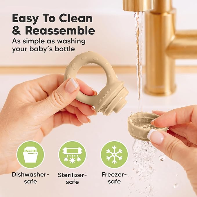 KeaBabies Baby Fruit Feeder 2pk - Silicone Baby Food Feeder for Babies 6-12 Months, Breast Milk Popsicle for Teething, Weaning, Freeze Frozen Solid Food, BPA-Free Infant Feeding Essential (Maritime)