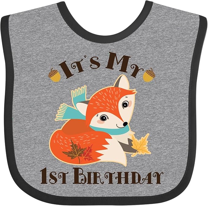 inktastic 1st Birthday Woodland Fox Baby Bib