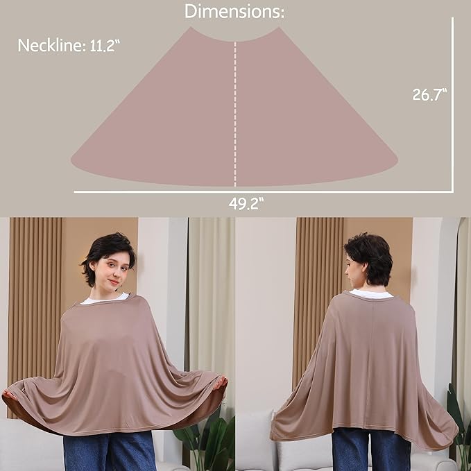 Multi-use Nursing Cover for Breastfeeding, 360°Full Coverage Nursing Poncho, Rayon Soft & Breathable Breastfeeding Cover up (Smooth Rayon, Mocha)