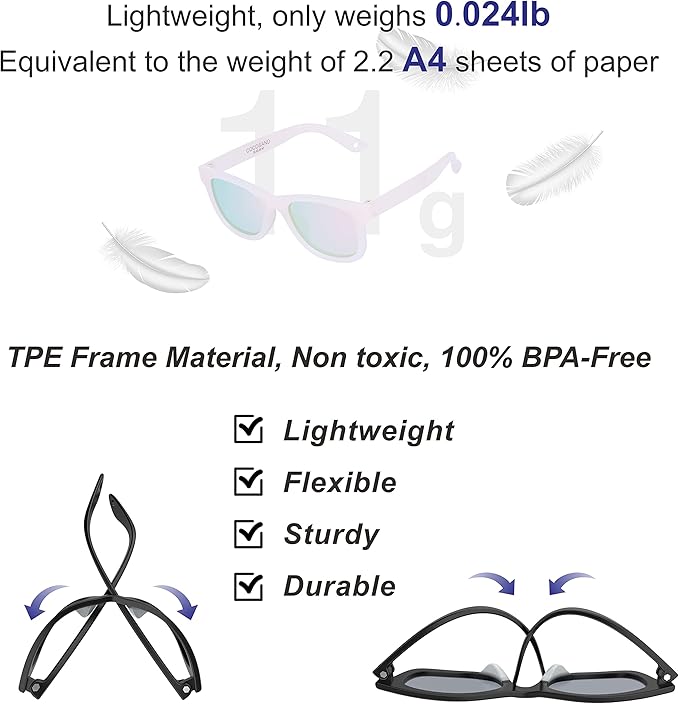 COCOSAND Flexible Baby Sunglasses with Strap Polarized UV Protection for Toddler Infant Newborn Boy Girl Age 0-24 Months