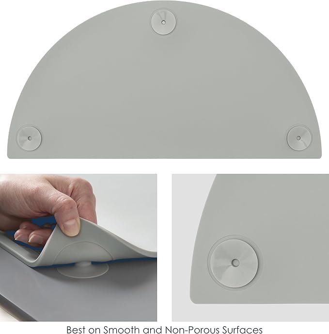 GASARÉ, Extra Large 20 x 11 Inches, Silicone Placemats for Dining Table, Suction Cups, Raised Edges, Non-Slip, Food Grade, BPA Free, Dishwasher Safe, Gray