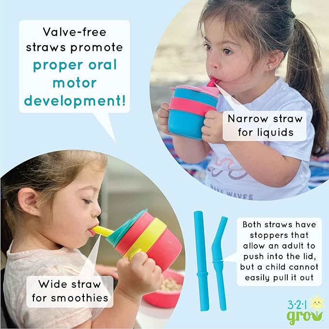 Easy Learn Drink and Snack Set – Baby + Toddler Silicone Learning Cup & Snack Set, Training Cup for Straw and Open Cup Independence – Dishwasher Safe (Watermelon)