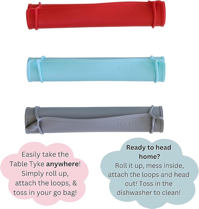 Table Tyke Silicone Placemat for Toddlers with Teething Table Edge Bumper - Non-Slip Baby Placemat for Restaurant & Home Dining - BPA Free Kids Food Mat - Travel Ready Toddler Eating Mat - Sage Green
