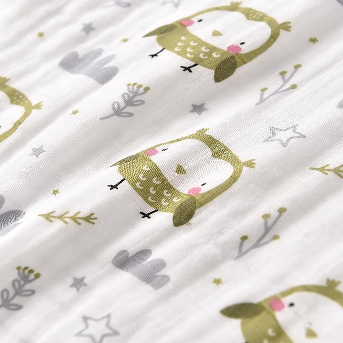 TADO MUSLIN Toddler Sleep Sack 2-4T, 0.5 TOG Lightweight Wearable Blanket, 100% Organic Cotton Muslin, Sleeveless, 2-Way YKK Zipper, OEKO-TEX Certified, Owl