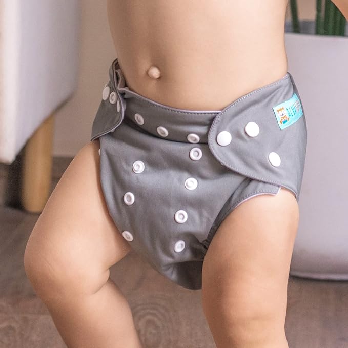 ALVABABY 6 Pack Baby Cloth Diapers with 12 pcs 5-Layer Charcoal Inserts/Adjustable Washable Reusable 6BM98-ZTN