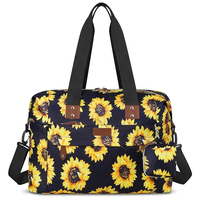 Pritent Diaper Bag Tote - Diaper Baby Bags with Pacifier Case, Shoulder Straps, Stroller Clips, Waterproof Large Mommy Maternity Travel Baby Bag for Mom and Dad, Sunflower, Medium