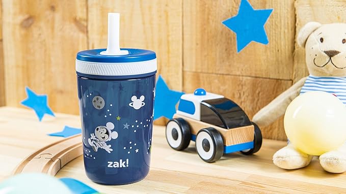Zak Designs Disney Mickey Mouse Kelso Tumbler Set, Leak-Proof Screw-On Lid with Straw, Bundle for Kids Includes Plastic and Stainless Steel Cups with Bonus Sipper (3pc Set, Non-BPA)